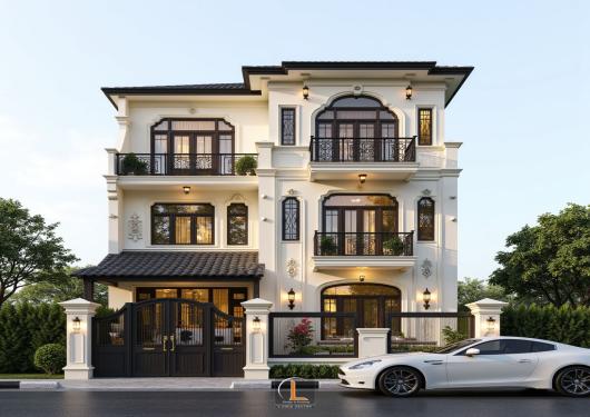 Thiết kế nhà 3 tầng phong cách indochine tại Hải Dương