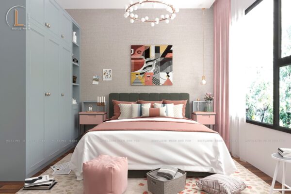 phòng ngủ đơn giản với gam màu được chủ nhà lựa chọn tinh tế