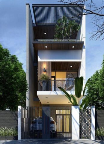 Thiết kế cây xanh ở ban công giúp điều hòa không khí và tăng điểm nhấn cho ngôi nhà