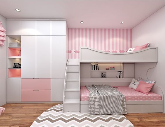 Phòng ngủ giường tầng sự lựa chọn hoàn hảo cho gia đình có 2 bé