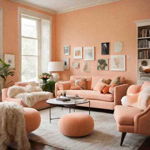 Peach fuzz trong thiết kế phòng khách