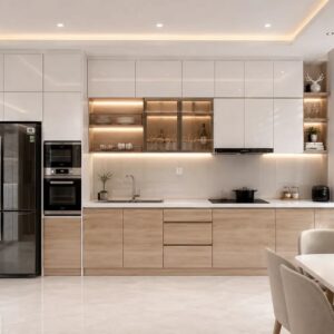 tủ bếp cánh kính chữ I